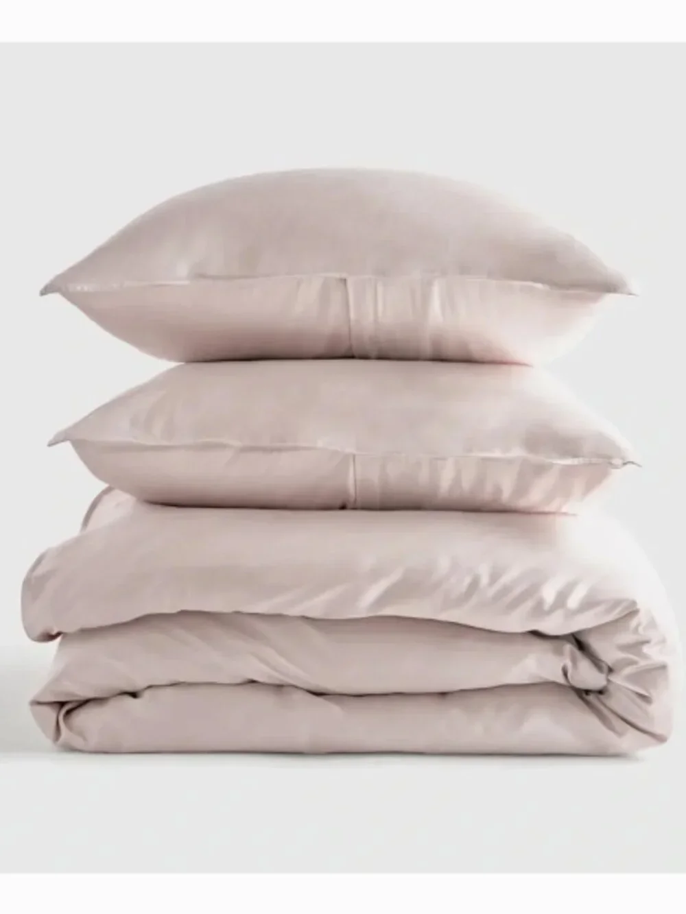 New! Quince Bamboo King Duvet Cover Set with Matching Shams in Soft Blush Pink